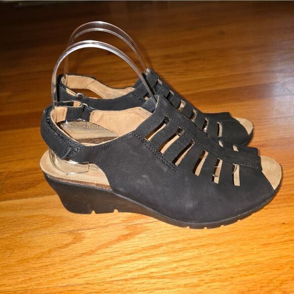 Comfortview pillow top black Wedge Sandals women size 8.5M - Picture 1 of 7
